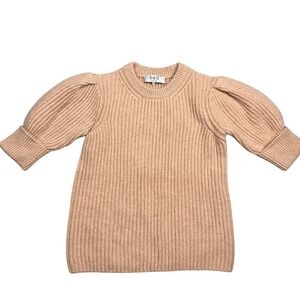 SEA New York Ribbed Puff Sleeve Sweater Blush‎ Pink Merino Wool Alpaca Blend XS